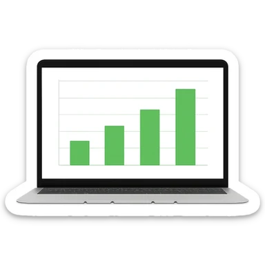 Remove the background, keep only the MacBook with green bar charts on the screen sticker