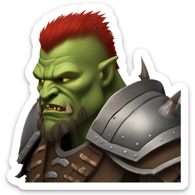 armored orc berserker with red beard & mohican sticker