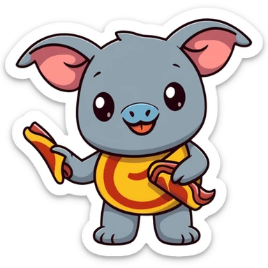 winking Stitch holding a bacon strip sticker