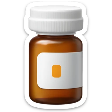 Singular Amber colored pill bottle with a plain white label filled halfway with liquid sticker