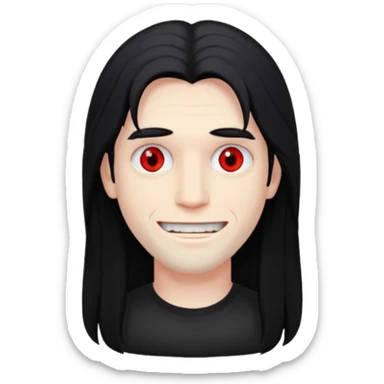 Мужчина с черными длинными волосами, и красными глазами  sticker