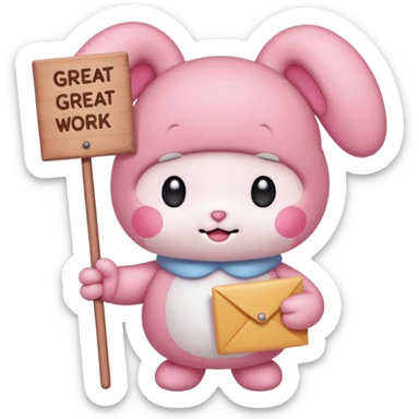 my melody with sign that says great work sticker