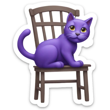 Purple cat climbing a chair  sticker