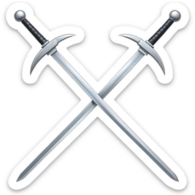 three silver swords, 2 making a X with another on top making a unoutlined sideways bowtie shape. sticker