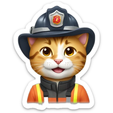 Laughing cats wear firefighter uniforms sticker