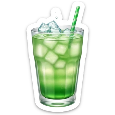 Japanese cream soda green on a glass with ice  sticker