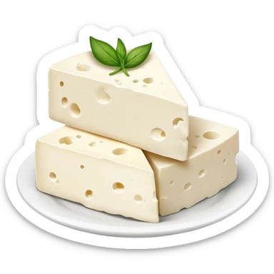 Feta Cheese Cinematic Realistic Feta Cheese Dish Emoji, depicted as slices of tangy, creamy feta cheese served on a plate, rendered with crisp textures and soft, natural lighting. sticker