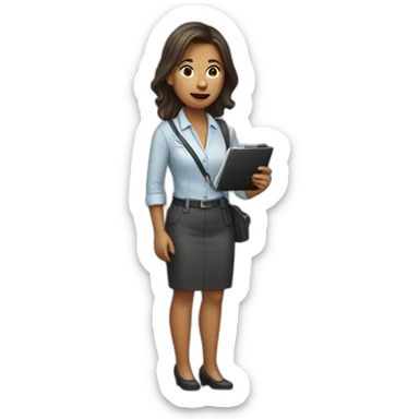 journalist with full body holding a micro at her mouth sticker