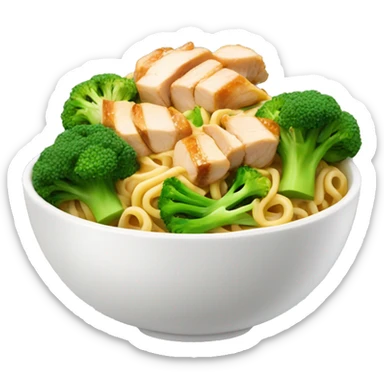 Noodle bowl with chicken and broccoli sticker