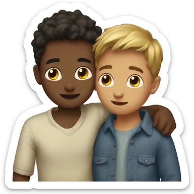 Two boys cuddling  sticker