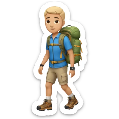 ligth man with backpack and hiking clothes, full body sticker