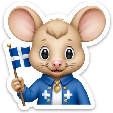 Topo Gigio holding a  Finland flag ￼ sticker