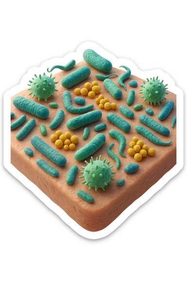 microbiota cutaneo in 3d sticker