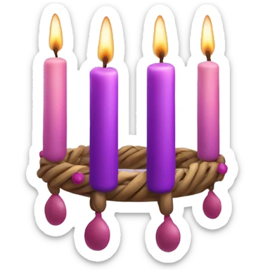 advent wreath with three purple candles and one pink candle sticker