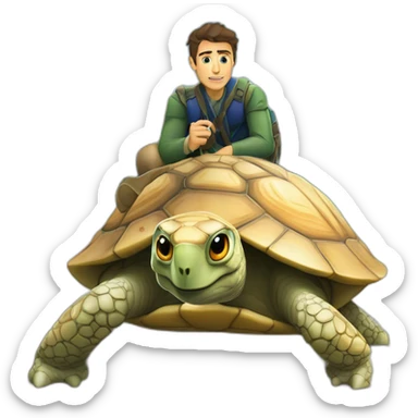 Éric zemur sur une tortue avec des yeux qui lance des lazer sticker