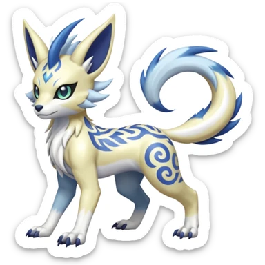 Tropical Tiny Marked Patterned Tribal Shiny Albino WereGarurumon-Meloetta-Renamon-Absol-fusion-hybrid-creature (full body) sticker
