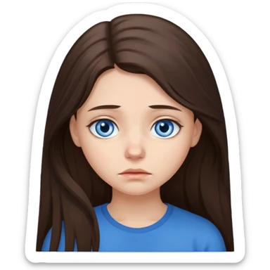 sad brunette long hair blue eyed girl  sticker