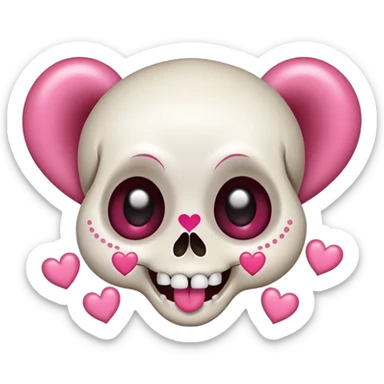 
Cute kawaii skull with a heart shaped nose and eyes are shaped as hearts cartoon -style/cute and transparent for a sticker sticker