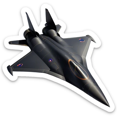SR-71 Blackbird - Lockheed Martin (Stealth Grey) A sleek, high-speed reconnaissance aircraft with an elongated, needle-like fuselage and a smooth, aerodynamic design. The body is finished in a deep, matte jet-black with subtle panel lines and heat-resistant detailing. Its twin engines are seamlessly integrated into the structure, with sharp, swept-back wings that emphasize speed and stealth. The cockpit canopy is tinted, adding to its mysterious, high-tech aesthetic, while the overall silhouette exudes an aura of unmatched velocity and secrecy. sticker