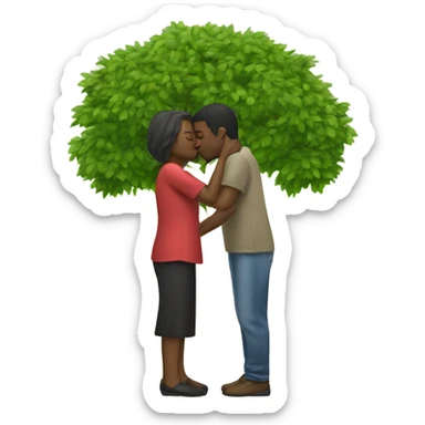 Man and woman kissing under a tree sticker