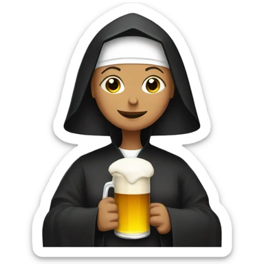 nun with a  beer sticker