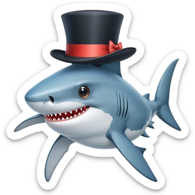 Shark with a top hat sticker