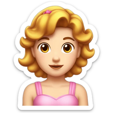 princess peach kid brown hair sticker
