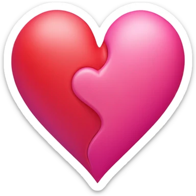 heart made of pink and red halves sticker