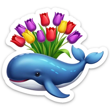 Ballena con flores de tulipanes sticker