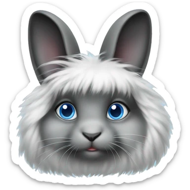Black and white angora rabbit blue eyes  sticker
