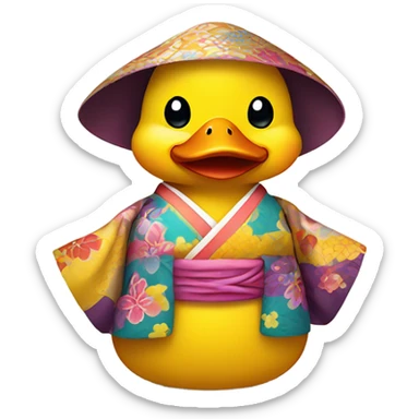 Yellow Duck in a kimono sticker