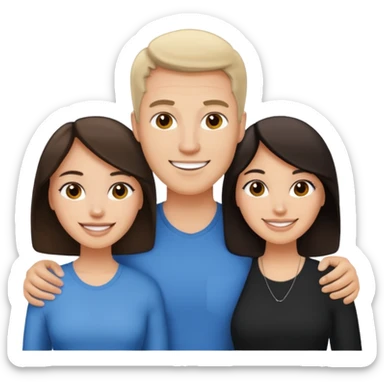 White brunette, American man with two women both are African one is light skin black and one is medium tone black sticker
