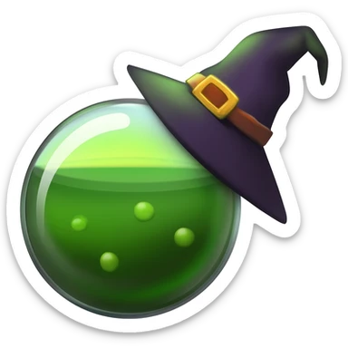 green witch cooking potion sticker