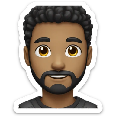 boy with brown eyes big nose black hair and black beard sticker