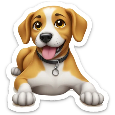 Smiley dog resting at beach sticker