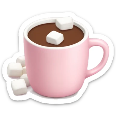 Light Pink mug of hot chocolate with marshmallows  sticker