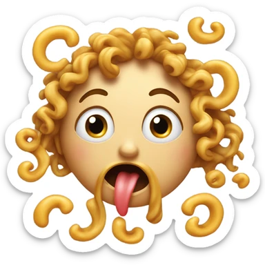 Drooling emoji with curls throwing up  sticker