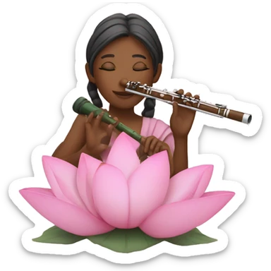 pink aesthetic lotus with flute  sticker