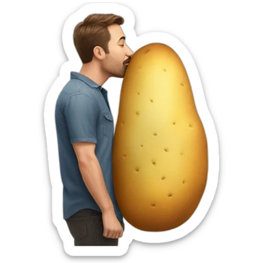 Man kissing big potato sticker