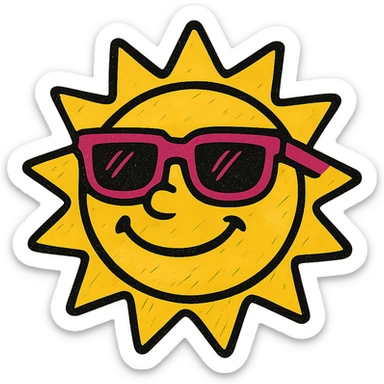 cheerful sun with sunglasses sticker