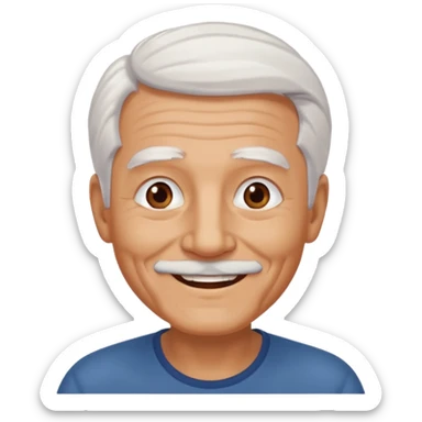 Illustrated emoji of an old man, white hair, no beard, no mustache, dark eyes, tanned skin  sticker