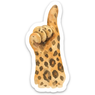 aesthetic leopard paw pointing up with beautiful leopard coloring in watercolor style sticker