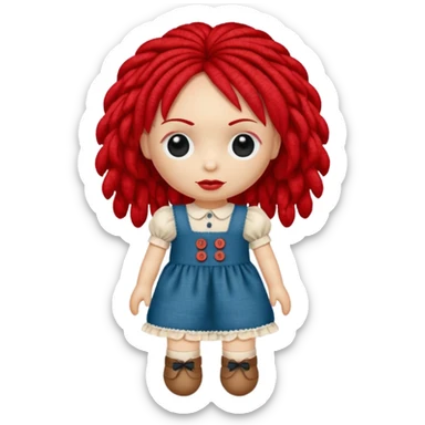 rag doll with button eyes red hair sticker