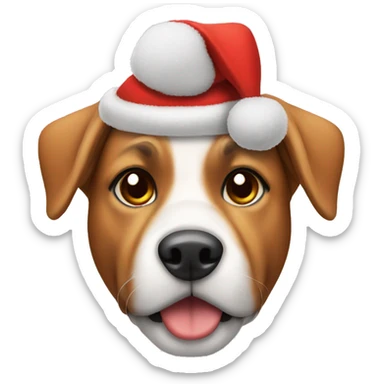 Dog wearing a Christmas hat sticker