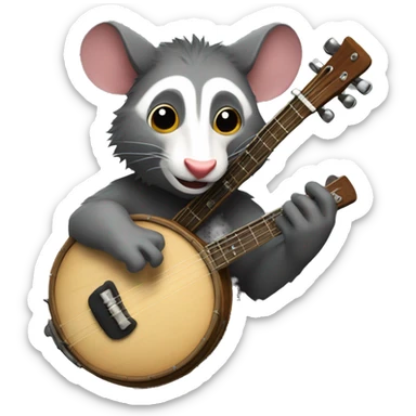 Banjo playing possum sticker