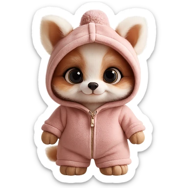 Remove the background, keep only the animal in pink clothing, realistic style, preserve transparency. sticker