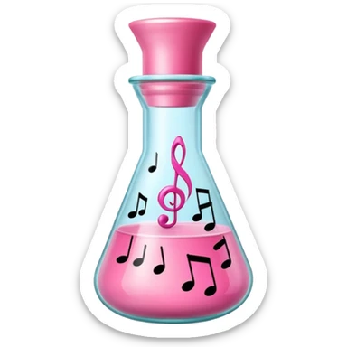 bublegum pink flask beaker with music coming out sticker