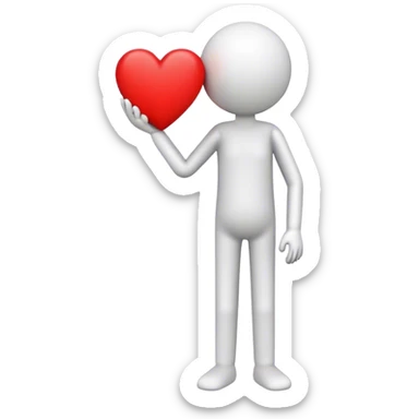 Stick figure red heart sticker