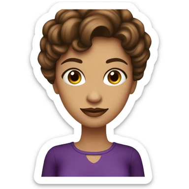 mujer vestida de morado con pelo café y ojos verdes sticker