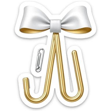 one gold paper clip with one small white bow in the middle sticker